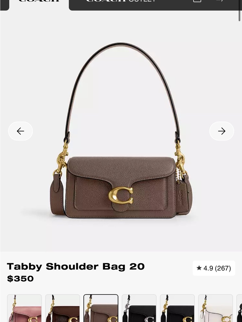 Coach Tabby Shoulder Bag in Chocolate Brown with Gold Hardware